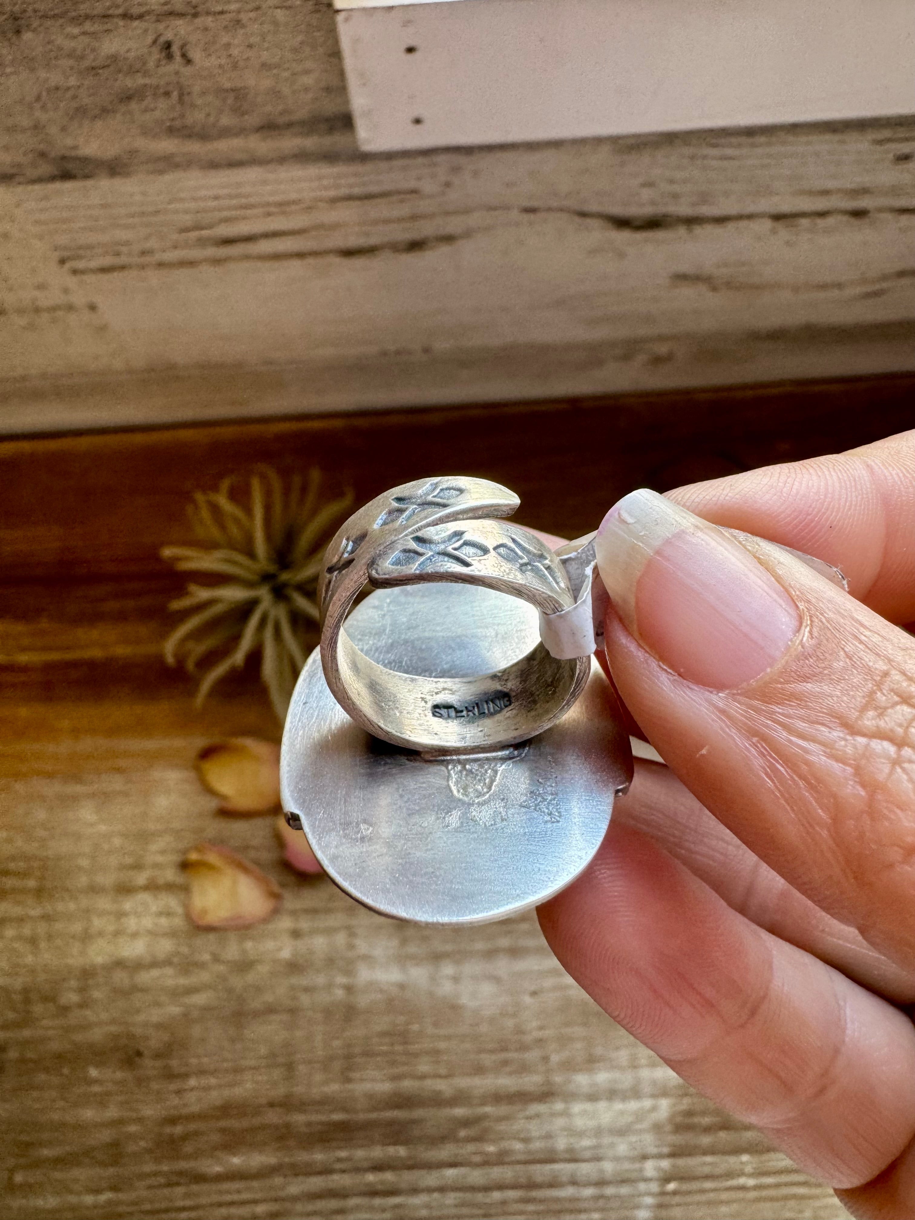 Adjustable Green Turquoise Ring – Sterling Silver – One of a Kind – Made in USA