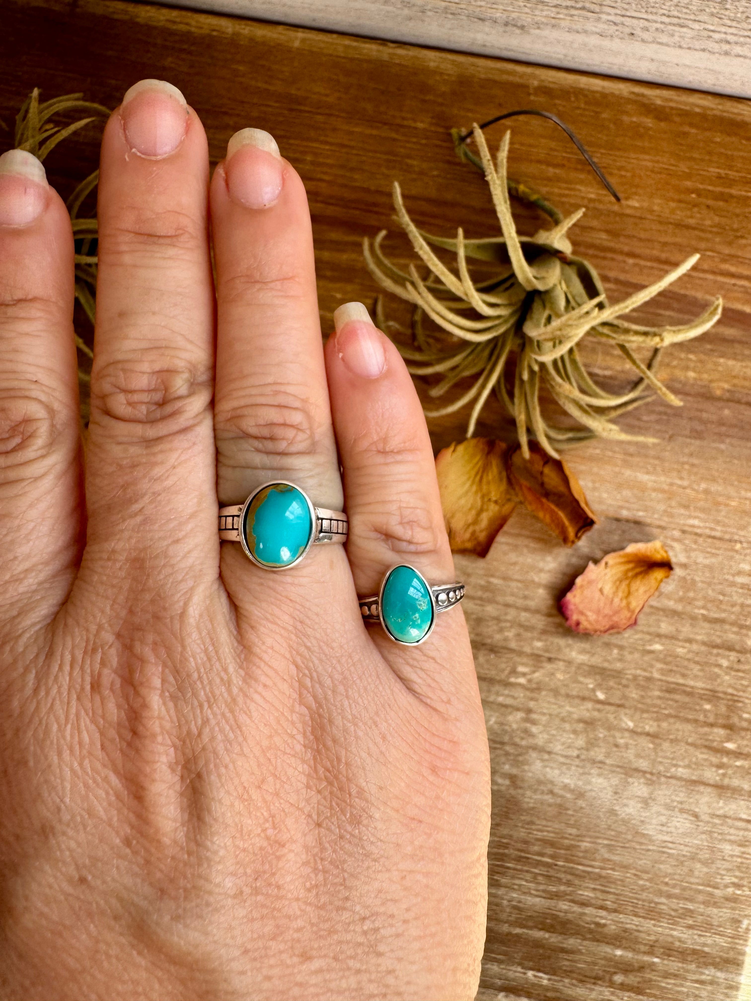 Kingman Turquoise Ring – Sterling Silver – Wedding Band Style - pick your size