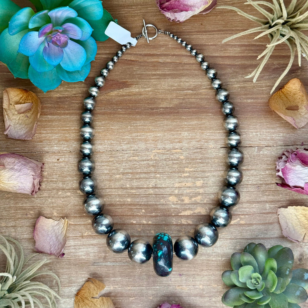 19” Graduated Turquoise Rondelle Necklace