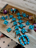 Complete Squash Blossom Set – Kingman Turquoise – Sterling Silver – Navajo Made by Wilson Dawes