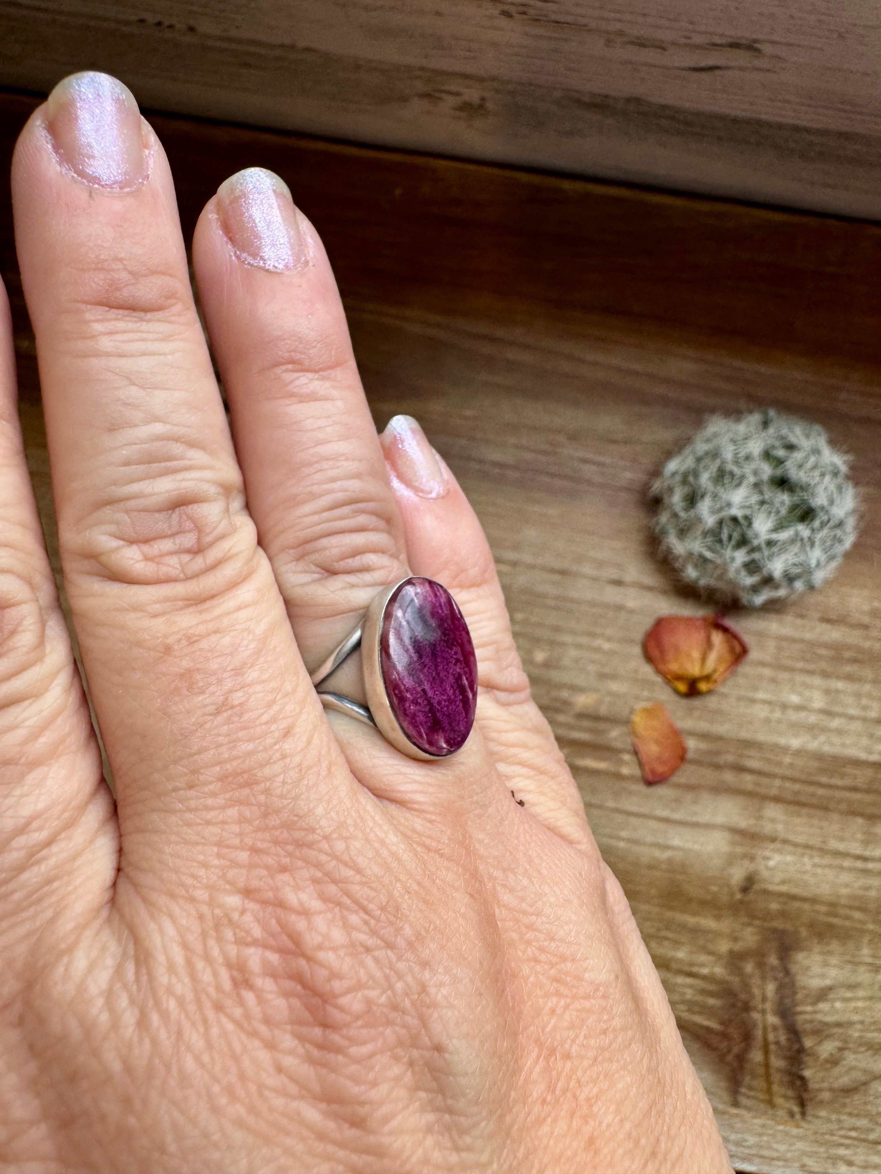 Ring - Size 6 -Purple Spiny & Sterling Silver