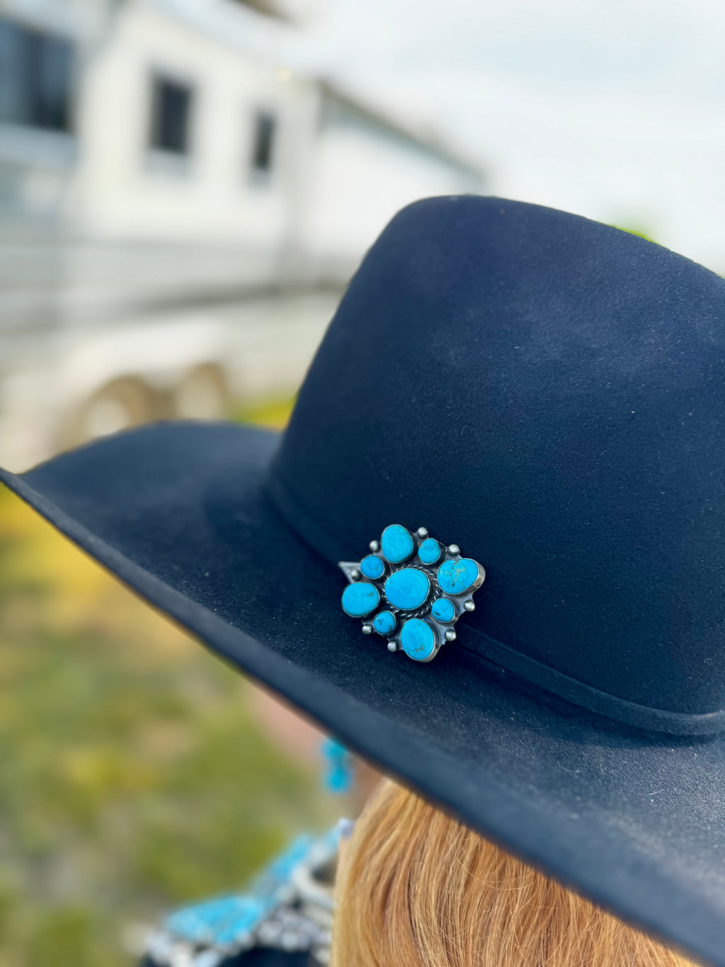 Complete Squash Blossom Set – Kingman Turquoise – Sterling Silver – Navajo Made by Wilson Dawes