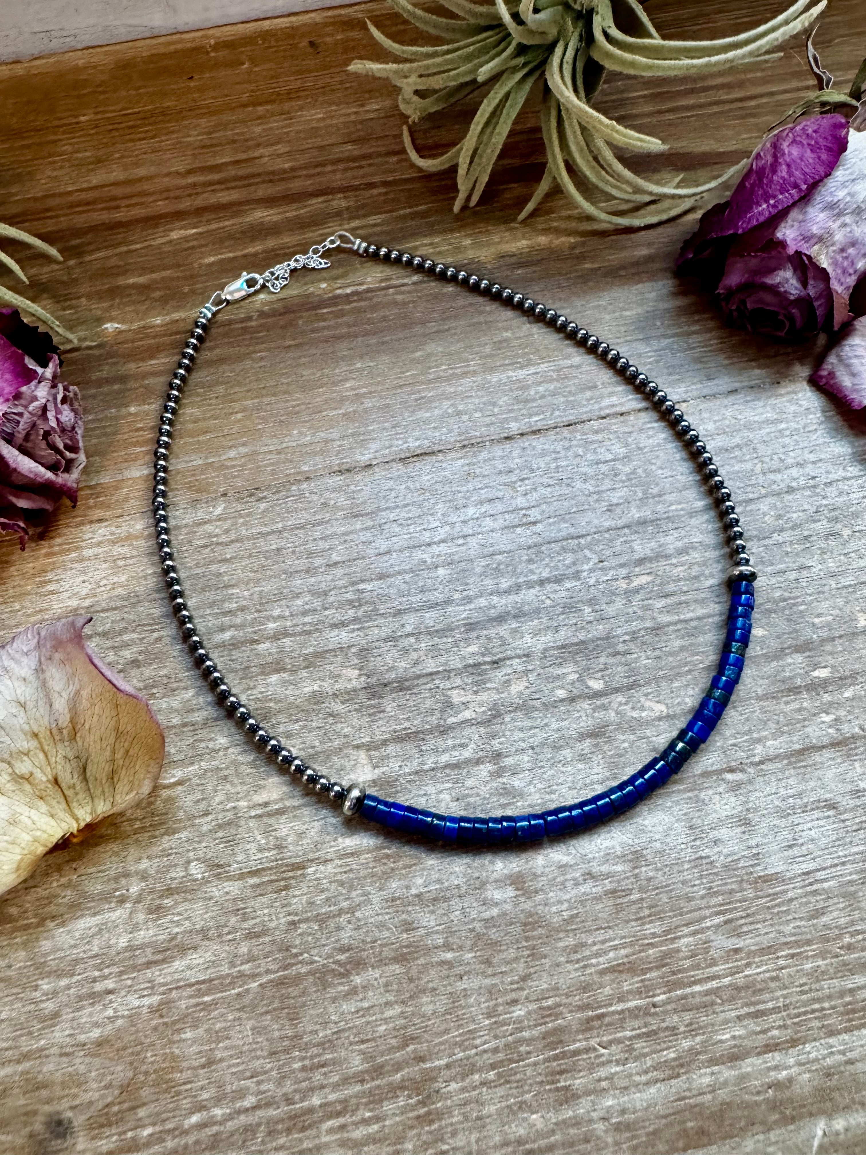 Lapis & Sterling Silver Pearl Choker