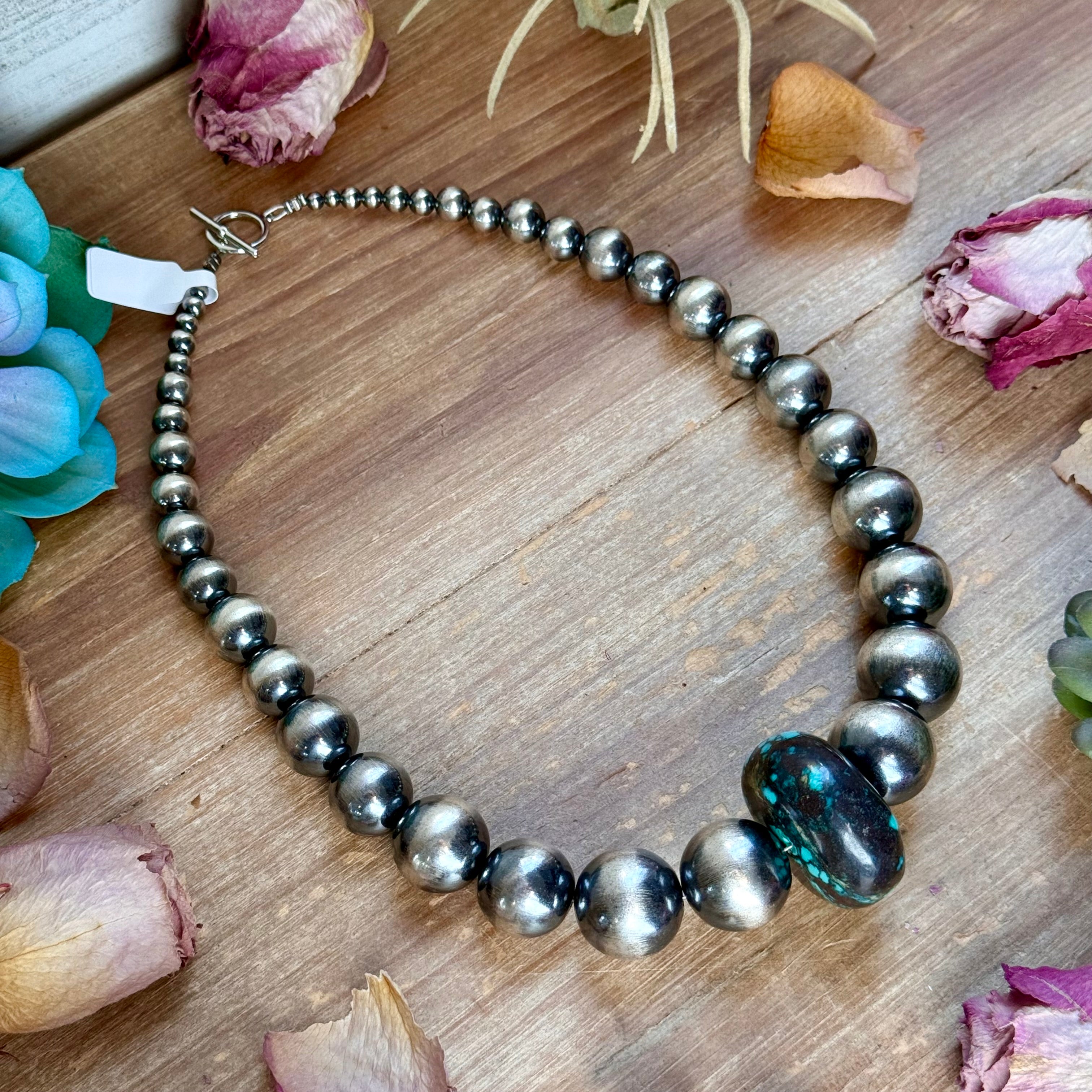 19” Graduated Turquoise Rondelle Necklace