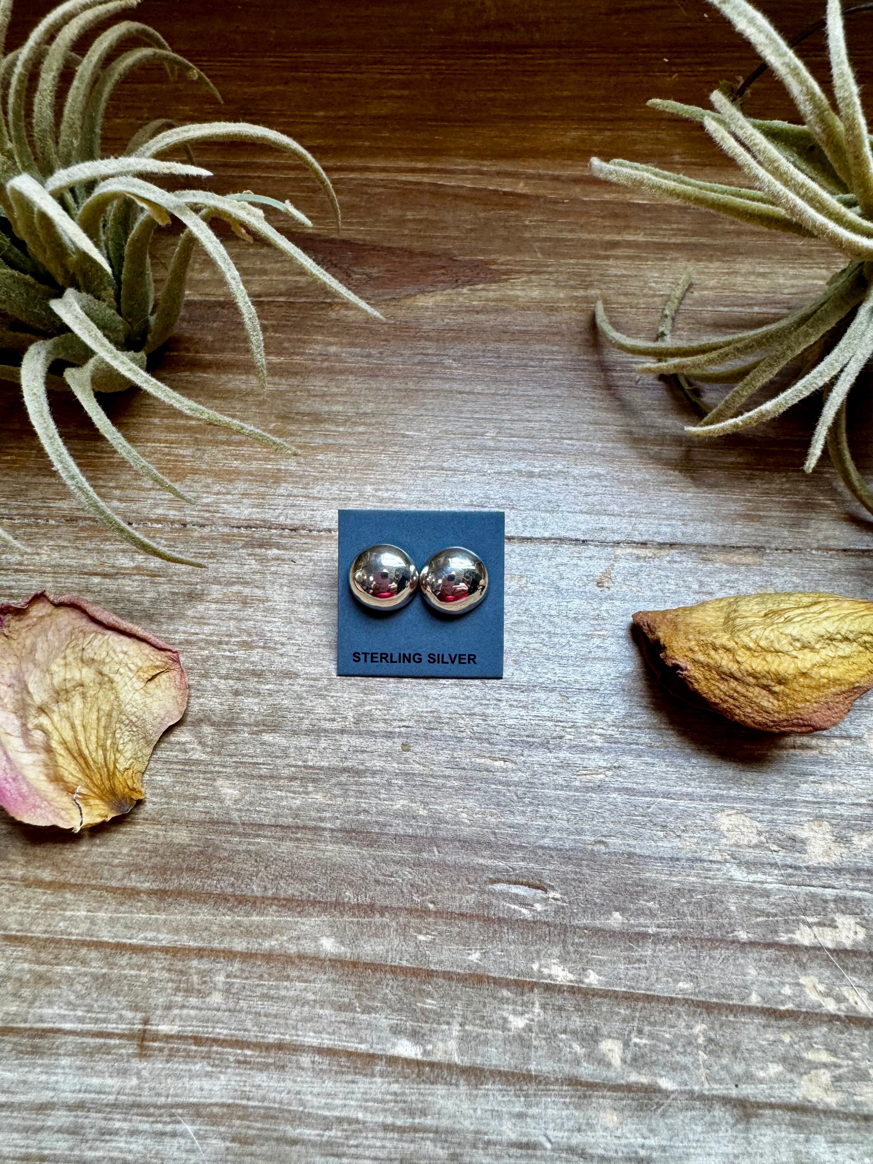 Simple Sterling Silver Stud Earrings – 10mm Round