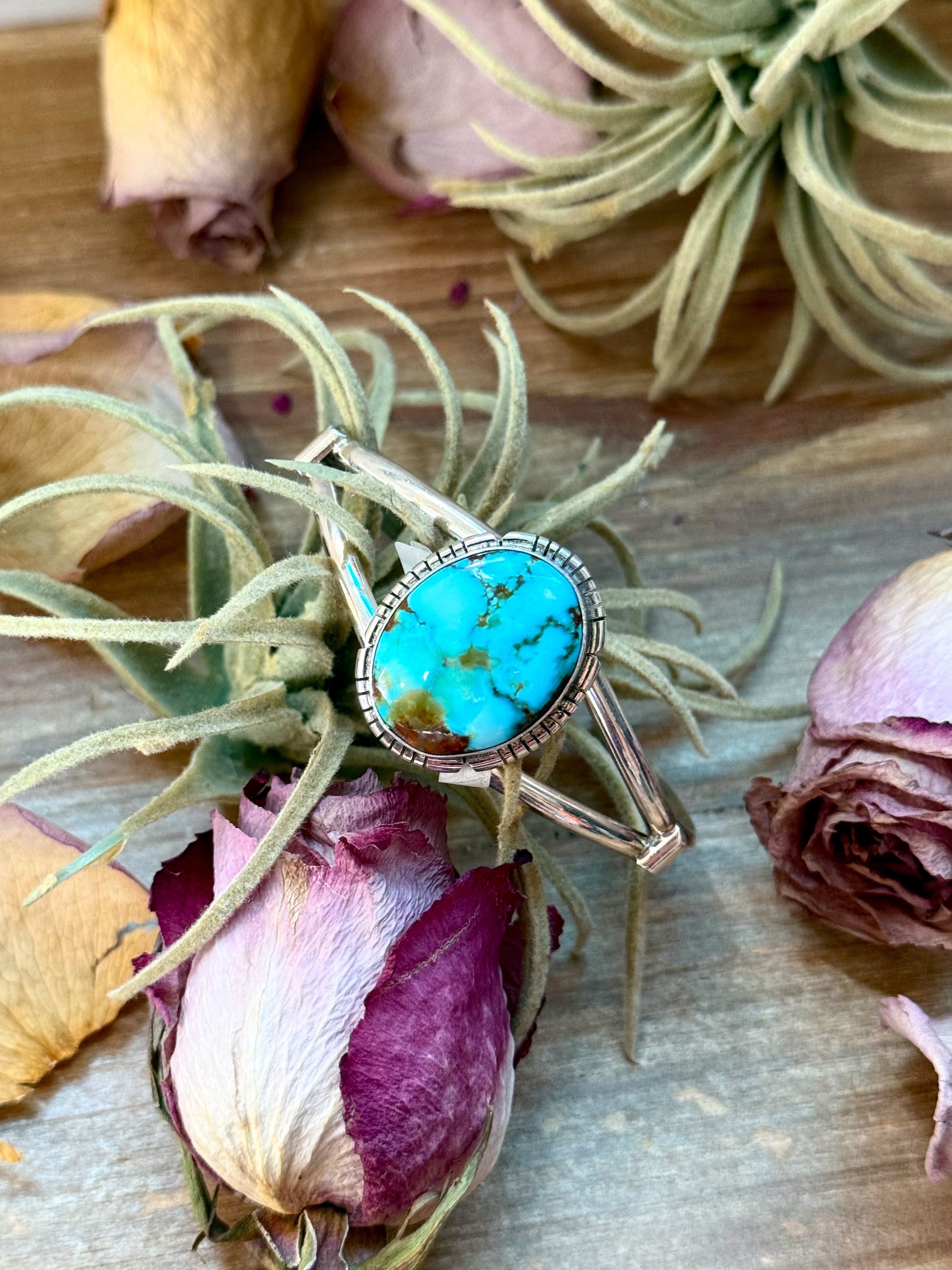 Sterling Silver Turquoise Cuff Bracelet – Small Wrist Friendly