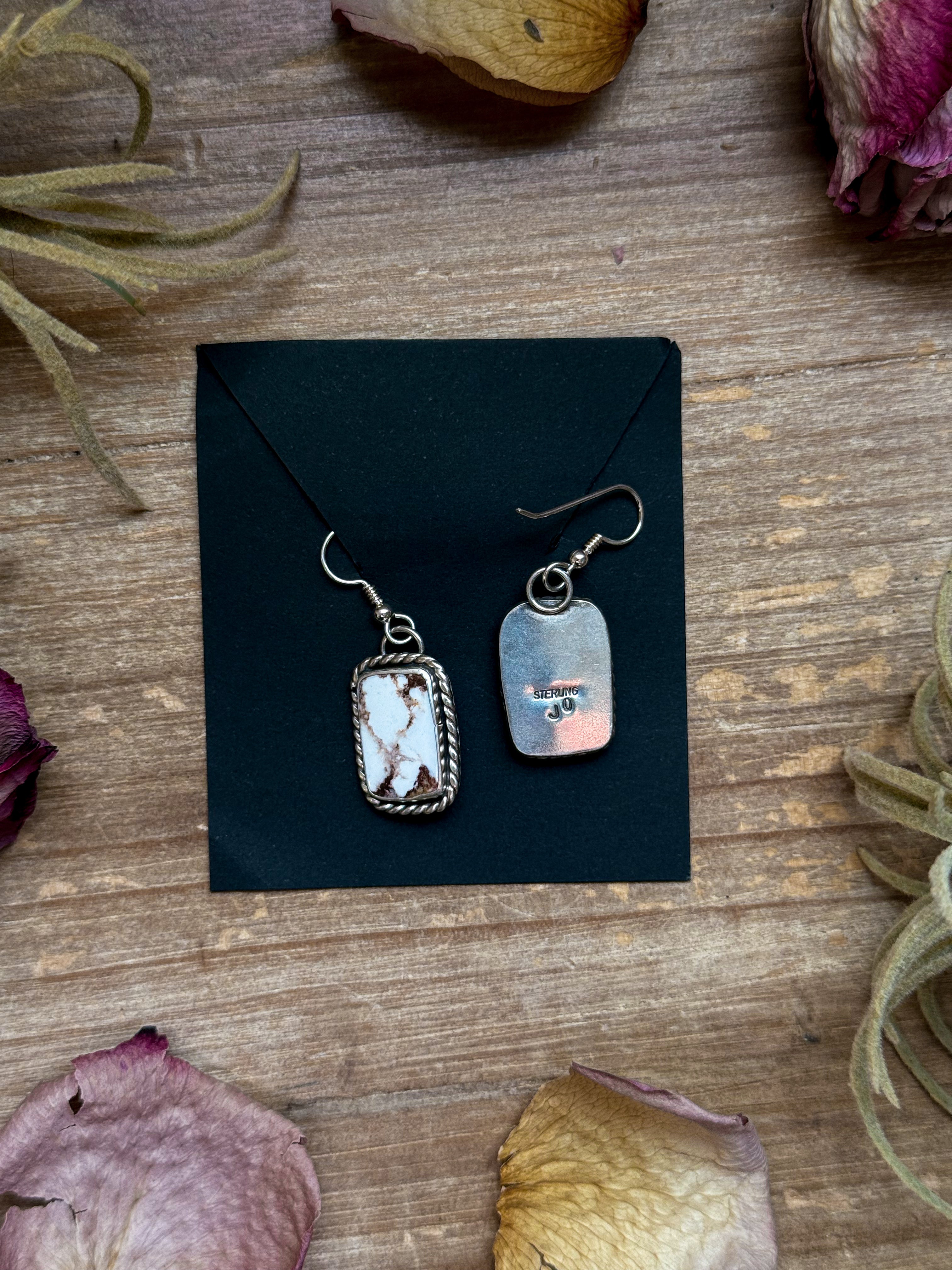 Sterling Silver Wild Horse Jasper Dangle Earrings – Handmade by Artist Jason Ogg